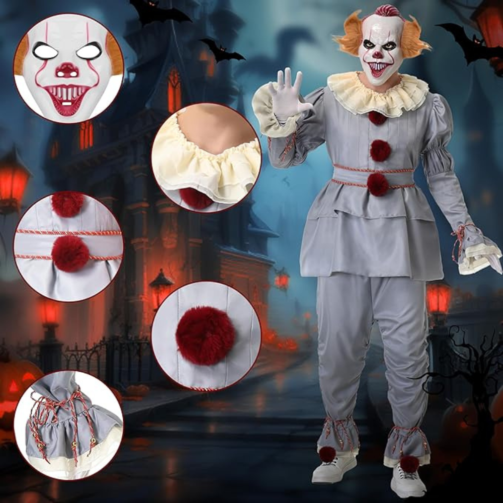 Disfraz Pennywise Adulto MOMOSTAR – Payaso IT para Halloween y Carnaval
